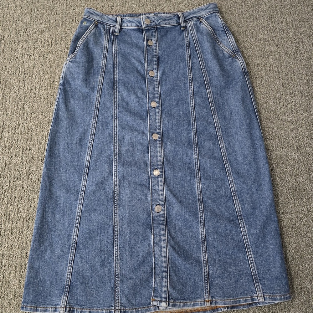 Esprit Jeans 32 Denim Midi Skirt Button Front Paneled A Line Y2K 90s Revival